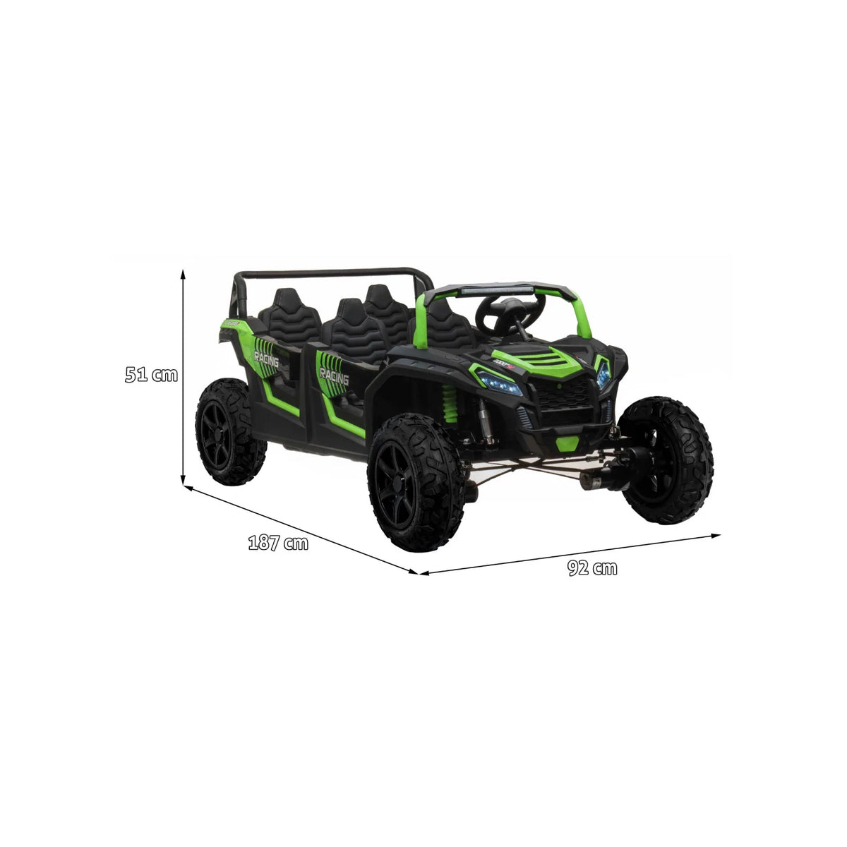 Štirisedežni otroški buggy na akumulator UTV2000 Li-ion – Zelena