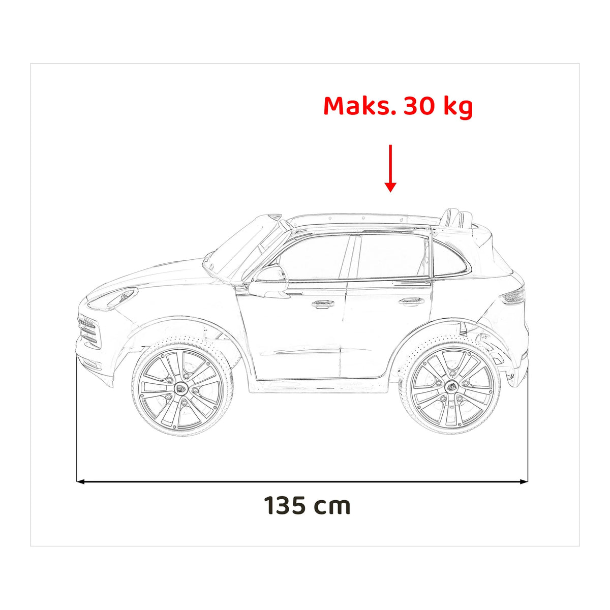 Otroški avto na akumulator Porsche Cayenne S 12 V – lakirana bela – Bela (lakirana)
