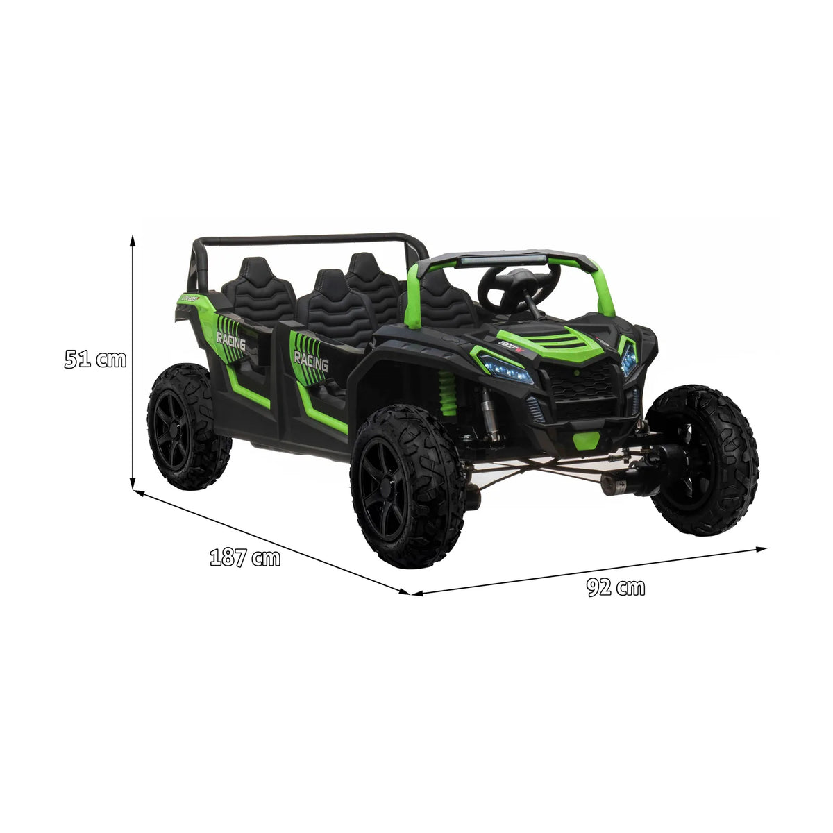 Štirisedežni otroški buggy na akumulator UTV2000 Li-ion – Zelena