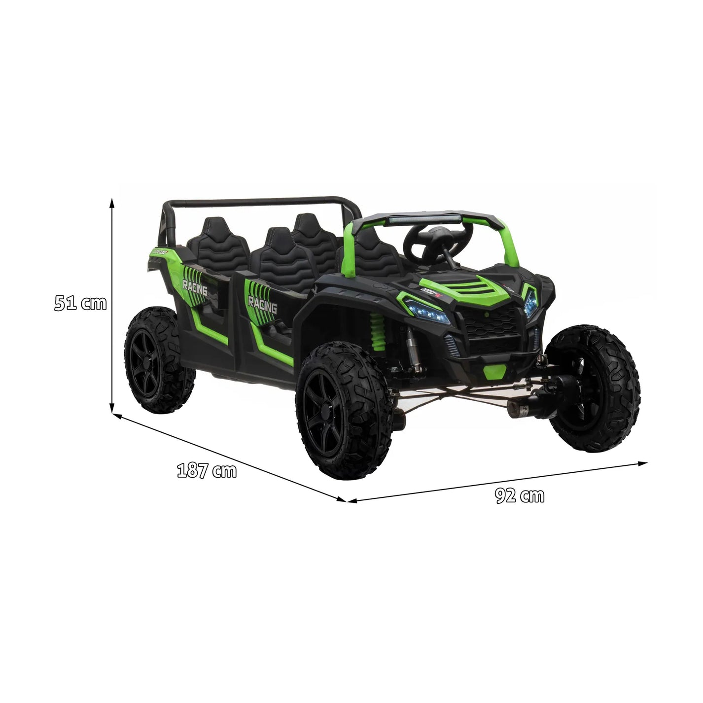 Štirisedežni otroški buggy na akumulator UTV2000 Li-ion – Zelena