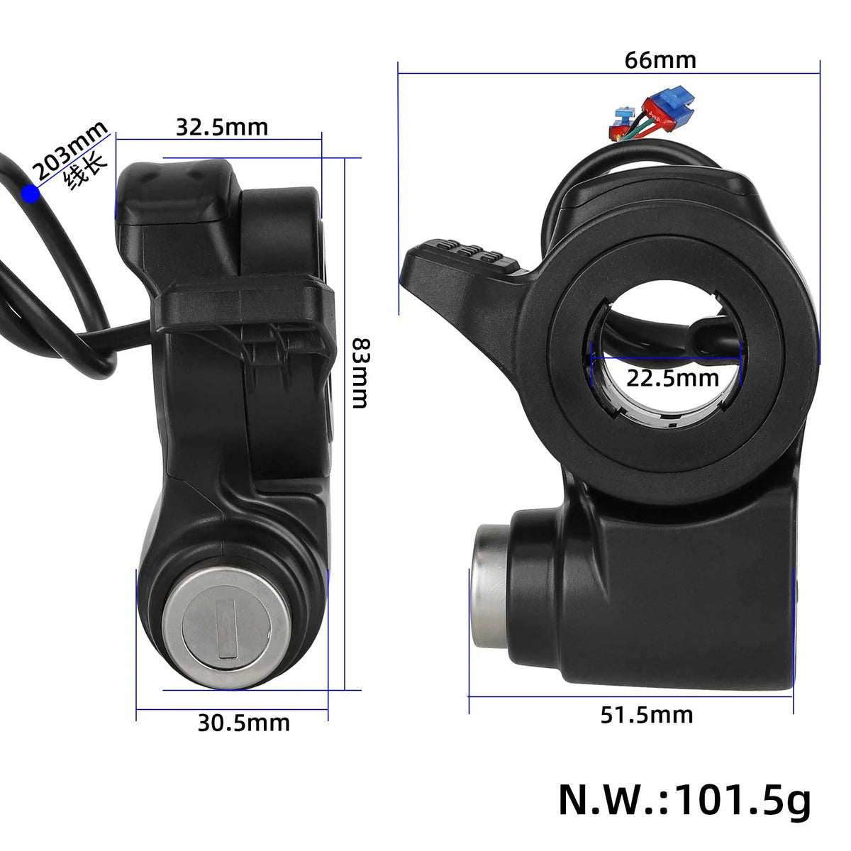 Original throttle handle with key for electric scooter KuKirin A1
