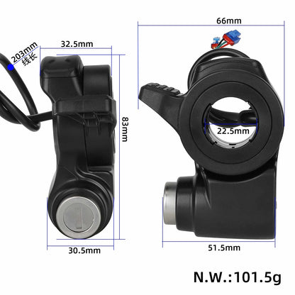 Original throttle handle with key for electric scooter KuKirin A1