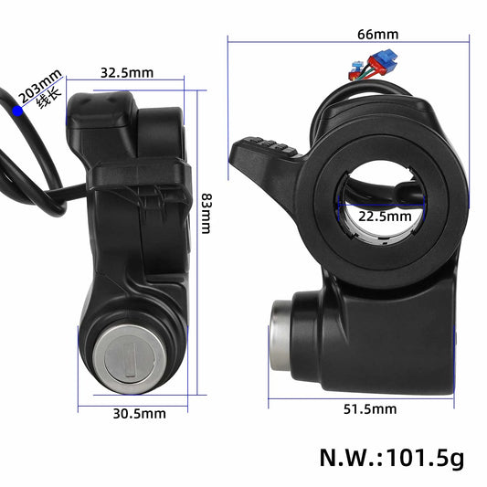 Original throttle handle with key for electric scooter KuKirin A1