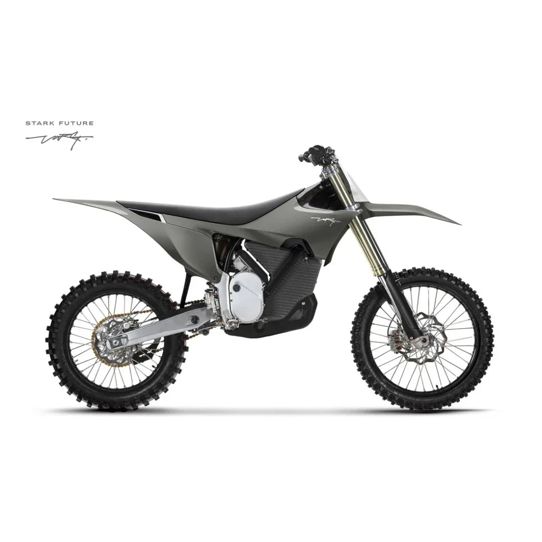 Electric Motocross Motorcycle Stark Varg in an elegant grey finish, showcasing its modern features.