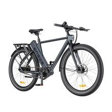 The product pictured is an electric bike from the brand Engwe, model P275 Pro. The bike features a modern design with a black frame, wide tires, and a robust rear rack. The handlebars and controls, which ensure a comfortable ride, are also visible, along with the electric motor mounted on the bike.