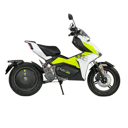 Side view of the Electric Scooter Felo FW 06 in white and lime green.