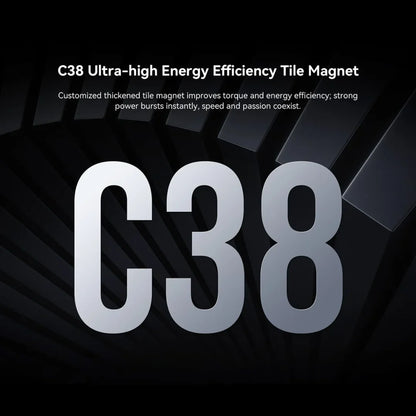 The image shows an electric unicycle, model KingSong F22 Pro. The label "C38 Ultra-high Energy Efficiency Tile Magnet" is visible, emphasizing improved efficiency and power. The background is dark with dynamic lines, creating a sense of speed and performance.