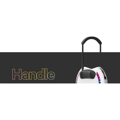 The product is an Electric unicycle, Kingsong brand, model 14D. The image shows a handle used for easier carrying of the unicycle. LED lights are also visible, adding an aesthetic element and increasing visibility.