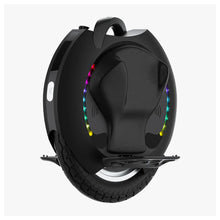 The product is an Electric unicycle (EUC), Kingsong brand, model 16S. The image shows a unicycle with a single wheel, a black casing, and a comfortable seat. It is equipped with LED lights arranged around the wheel, adding extra aesthetic value. A foot pedal for easier ascent and descent is also visible.