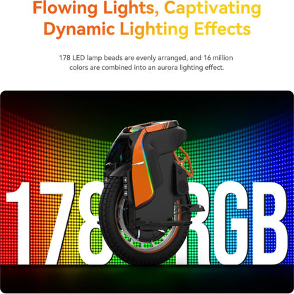 The product in the image is an Electric Unicycle, model KingSong S19 Pro. The image shows the unicycle in dynamic colors, highlighting its LED lighting effects. Its design with a wide wheel and modern look is also visible, suggesting performance and aesthetics.