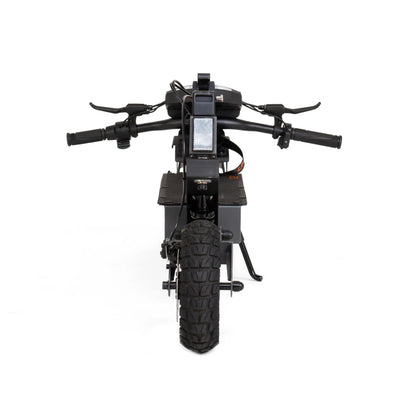 The product shown in the image is an Electric Scooter, model KuKirin G2. The image displays the front part of the scooter, including the handlebars with grips and the display. A wide tire is also visible, indicating a robust design suitable for various terrains. The overall aesthetic is modern and functional.