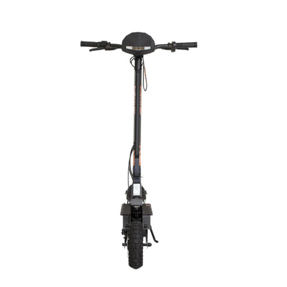 The product is an Electric Scooter KuKirin G2. The image shows the front part of the scooter, which has wide handlebars and a digital display. A large tire is also visible, indicating a robust design suitable for various terrains.