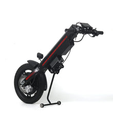 The product pictured is an electric scooter, model Mijo MT03. The image shows the scooter's design, which includes a black body with red details, handlebars, and a rear wheel. The scooter is in an upright position, allowing for an easier presentation of its shape and functionality.