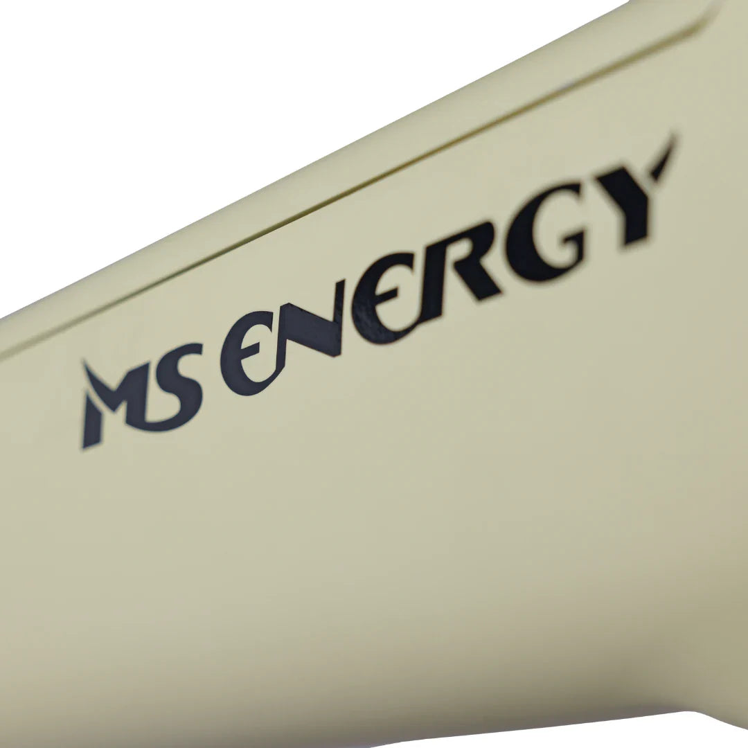 The product is an electric bike, brand MS Energy, model C300. The brand's logo is visible in the picture, written in black on a light surface. The bike's shape and color are simple and modern, indicating an elegant design.