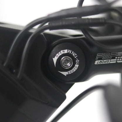 The product pictured is an electric attachment for the Mijo MT01 model. A component is visible that includes a button for opening and closing, indicating connectivity or adjustment functionality. Cables are also visible in the image, meaning it is part of an electrical system connected to a vehicle such as an electric scooter or bike. The brand and model are clearly marked.