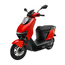 A vibrant red Electric motorcycle Yadea Ezeego parked, showcasing its sleek design.
