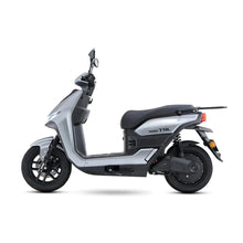Side view of the Yadea T9L electric motorcycle in elegant silver.