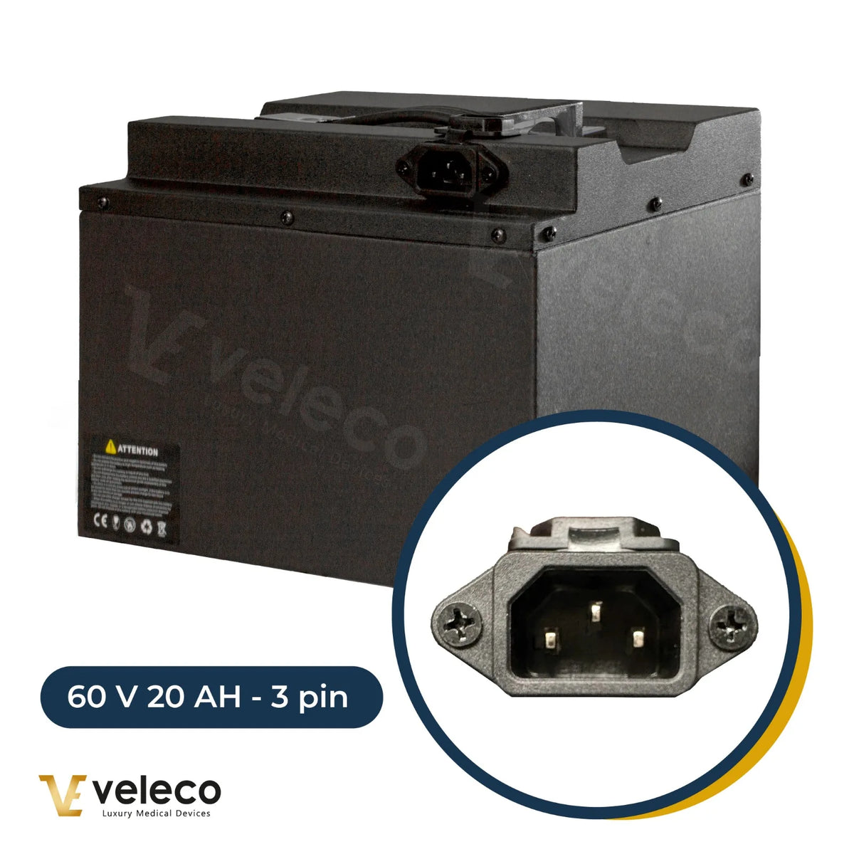 Veleco Lithium-ion Battery 60V 20AH Faster Gravis, 3-pin version