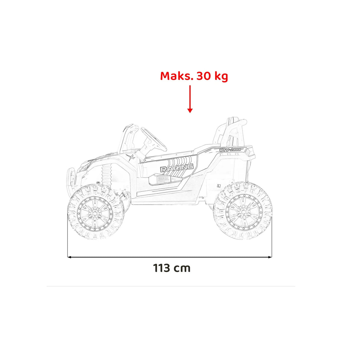 Otroški buggy na akumulator UTV 2000M Racing – Bela
