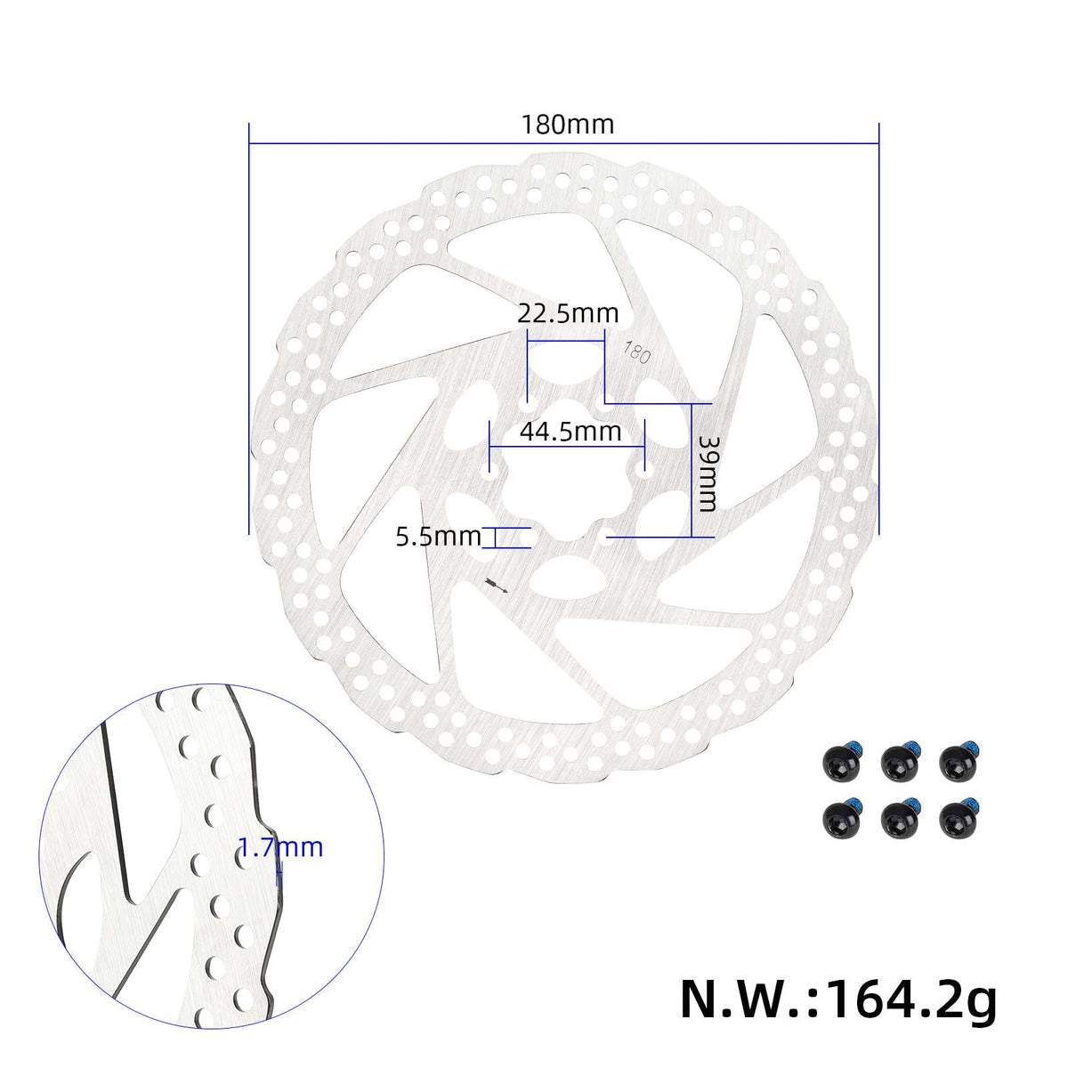 Zavorni disk 180mm s 6 luknjami za električni skiro ali kolo