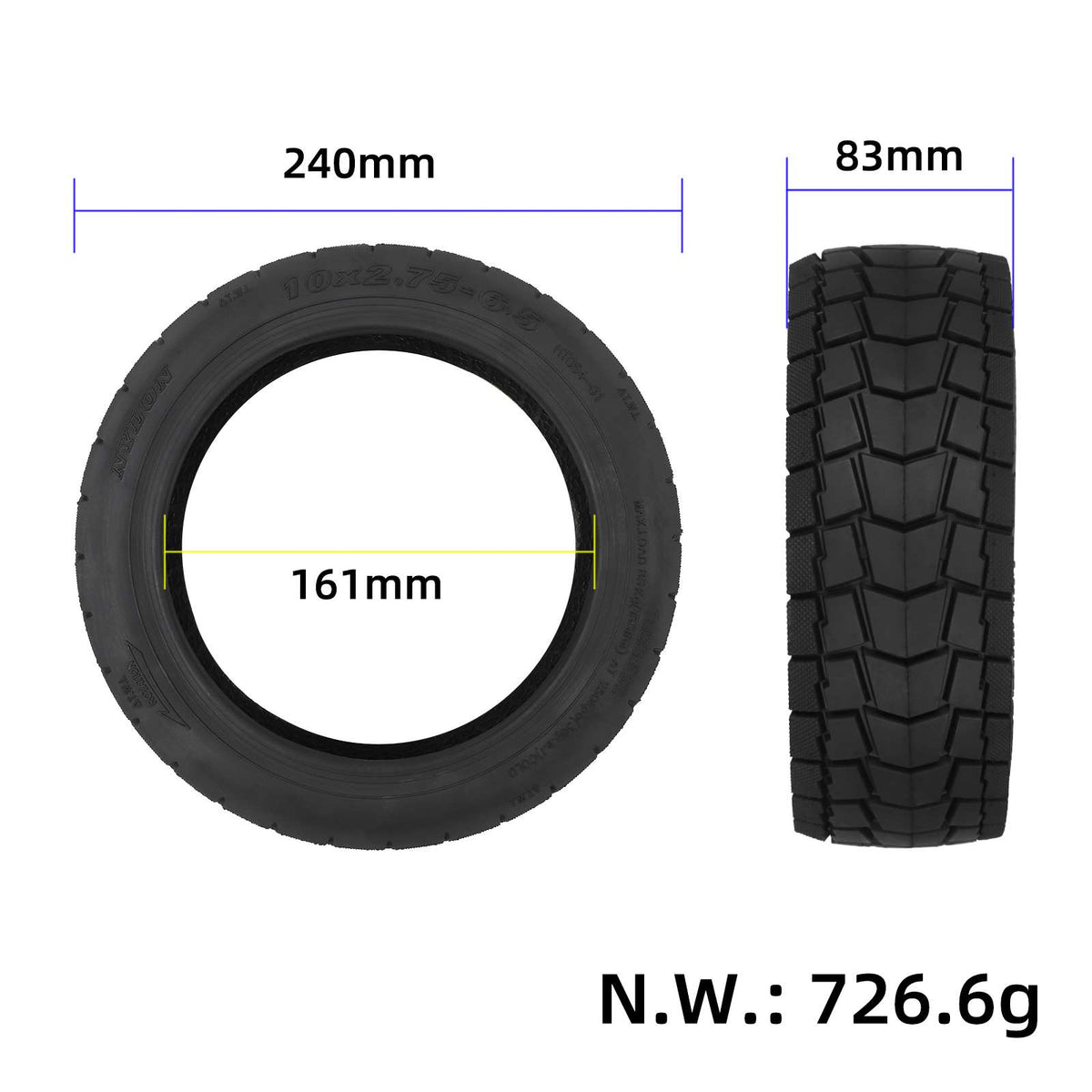 Zunanja pnevmatika 10x2.75-6.5 za električni skiro Kugoo G-Booster