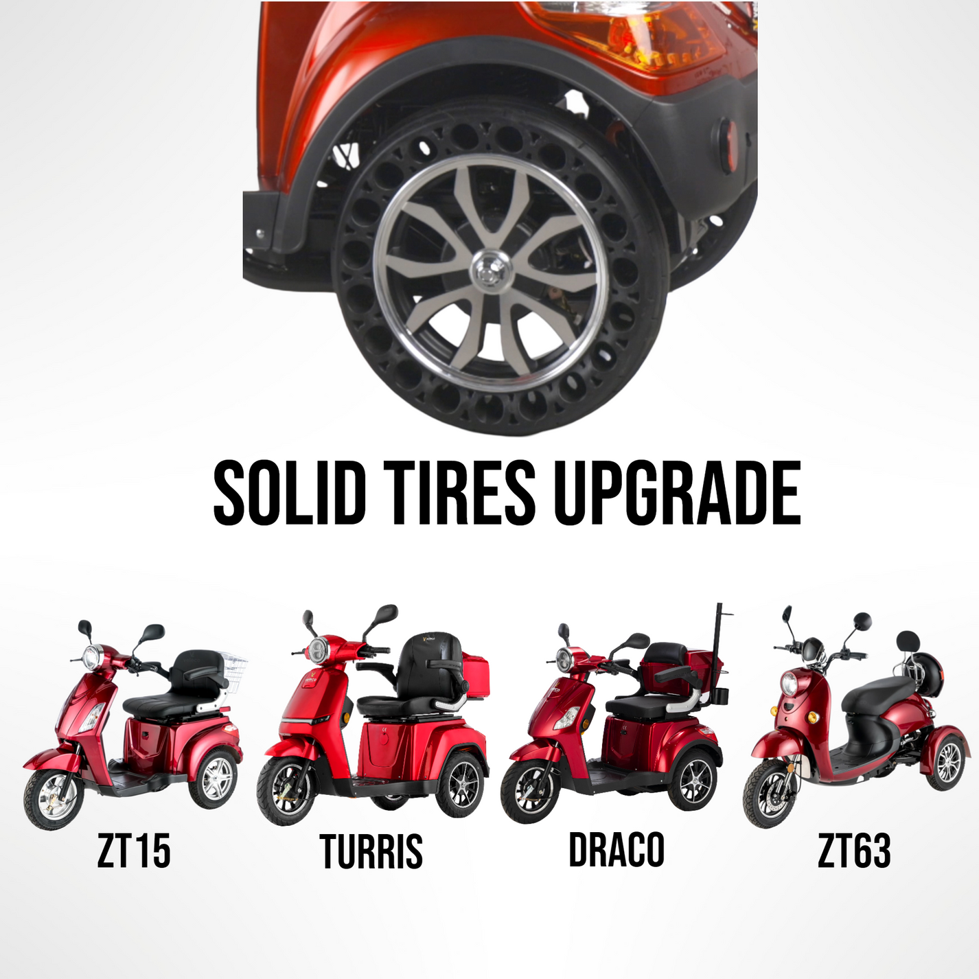 Nadgradnja trdnih pnevmatik – Veleco ZT15, Veleco Turris, Veleco Draco, Veleco ZT63