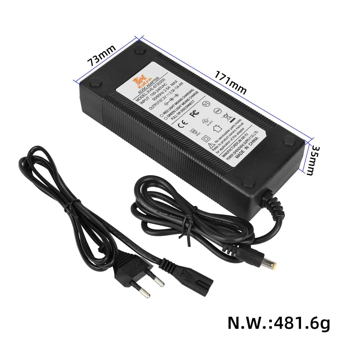 Charger KuKirin 67.2V 2.0A DC2.1 for KuKirin G4