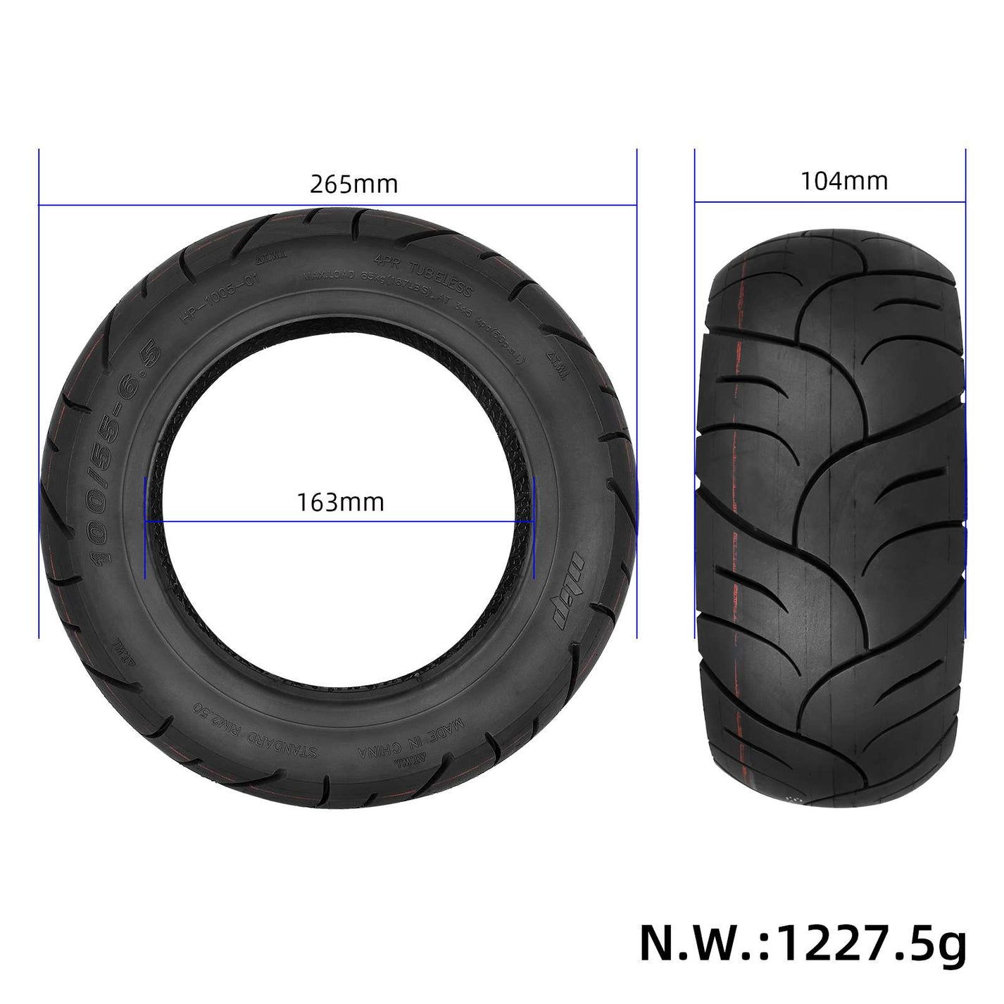 Cestna tubeless pnevmatika ULIP 100/55-6.5 za Hiley Tiger KING RS