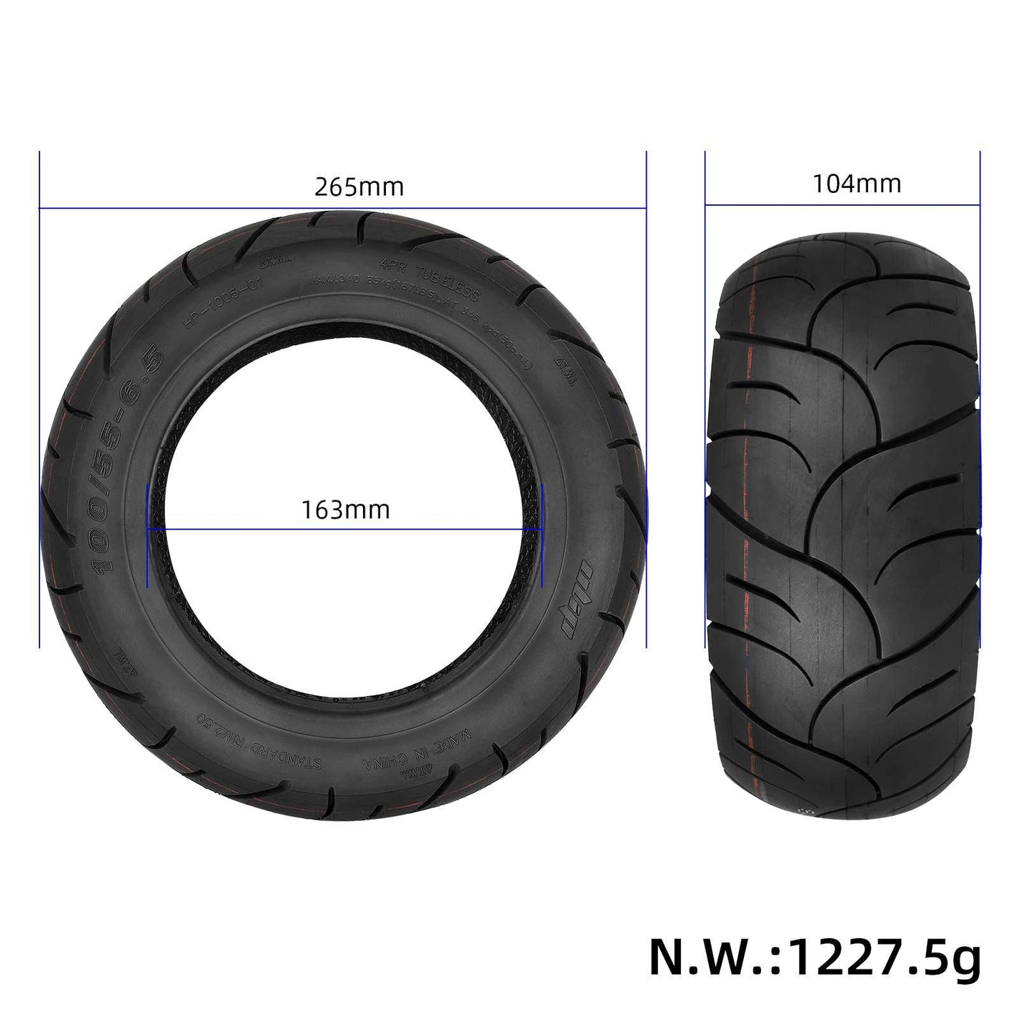 Cestna tubeless pnevmatika ULIP 100/55-6.5 za Hiley Tiger KING RS
