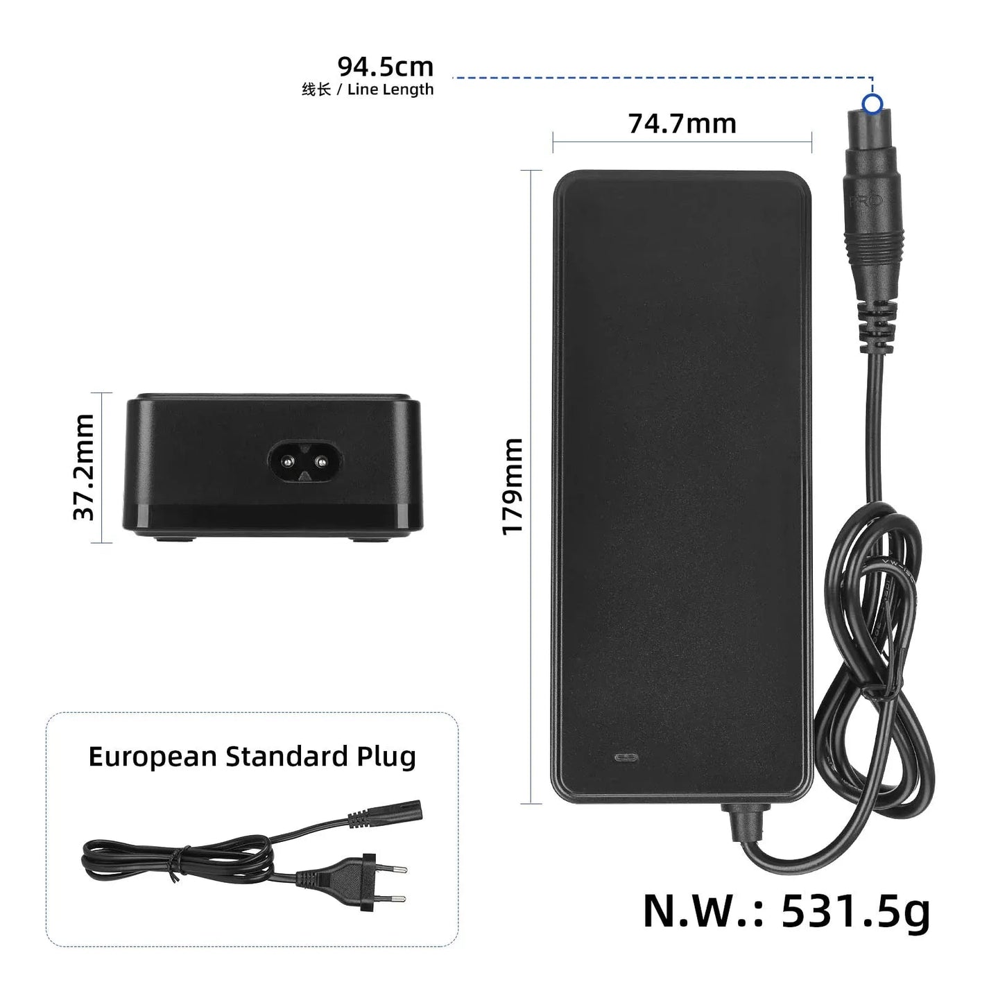 Mere Ulip polnilca 54.6V 2A za NAVEE XT5 Pro