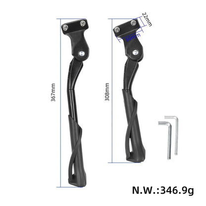 Dimenzijska skica kolesarskega stojala z nastavljivo dolžino od 308 mm do 367 mm in težo 346,9 g