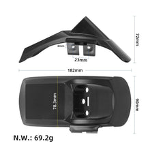 Zadnji blatnik z vrisanimi merami 182 mm dolžine, 90 mm širine in težo 69,2 g za KuKirin G2 Pro DB