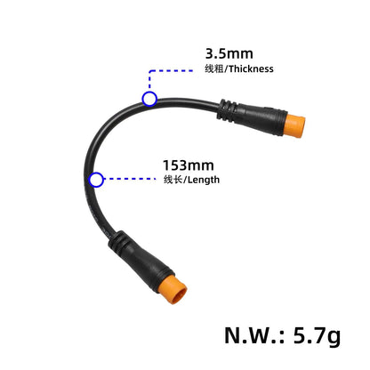 Povezovalni kabel z oznakami dimenzij: debelina 3,5 mm, dolžina 153 mm in masa 5,7 g