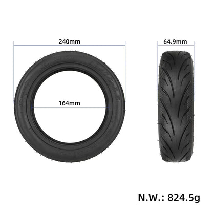 Prikaz mer pnevmatike: premer 240 mm, sedež 164 mm, širina 64,9 mm in masa 824,5 g