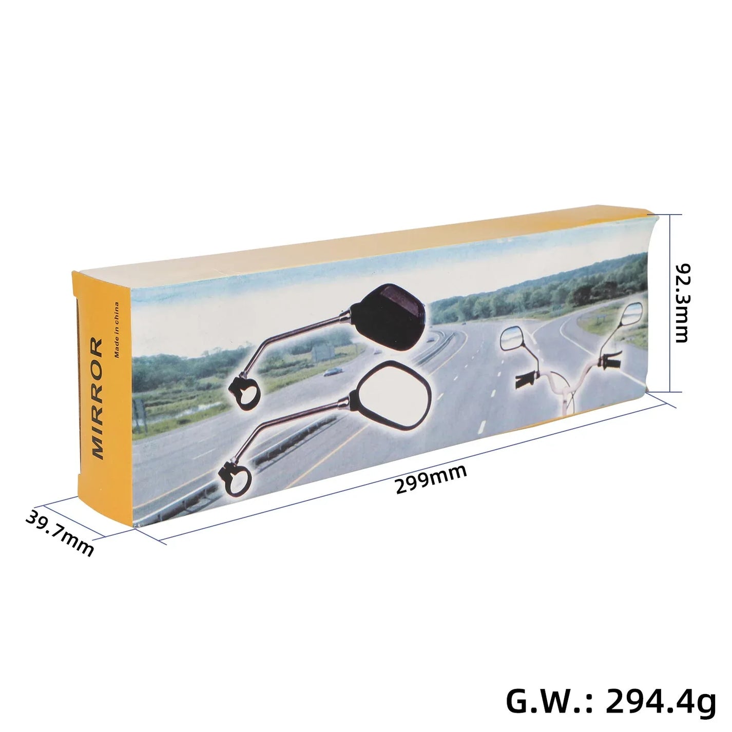 Embalaža za komplet vzvratnih ogledal KuKirin C1 Pro z dimenzijami škatle 299 x 39,7 x 92,3 mm. za KuKirin C1 Pro