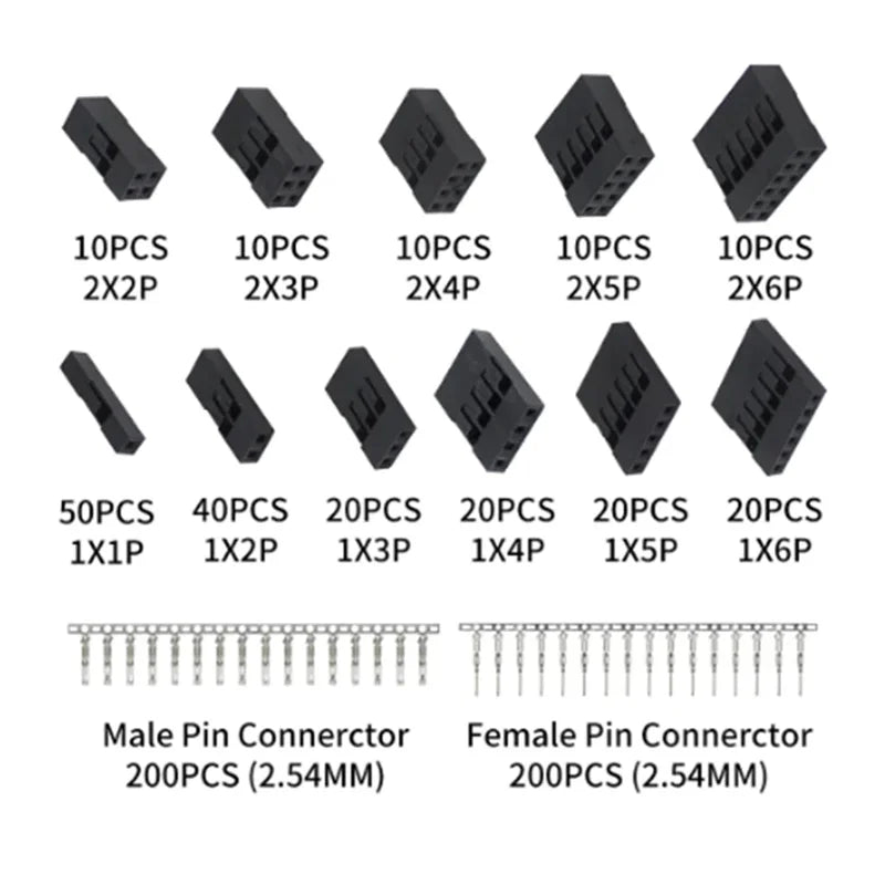 Komplet konektorjev Dupont 2,54 mm – 620 kosov — 2
