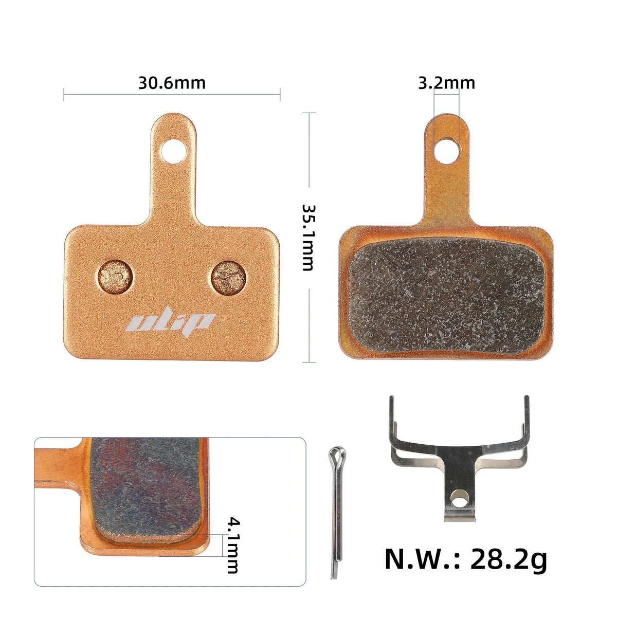 ULP8560.1 – Sintrane zavorne ploščice ULIP za ZOOM – 30,6 × 35,1 mm – pogled 2